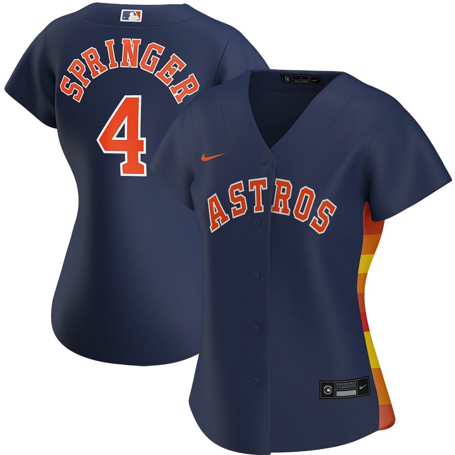 Houston Astros #4 George Springer Nike Women Alternate 2020 MLB Player Jersey Navy